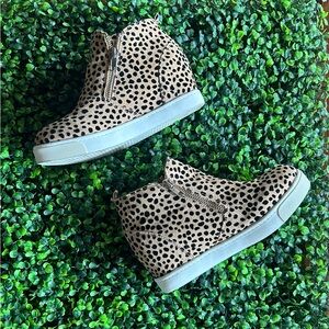 Little Girls Leopard,Zip Wedge Booties